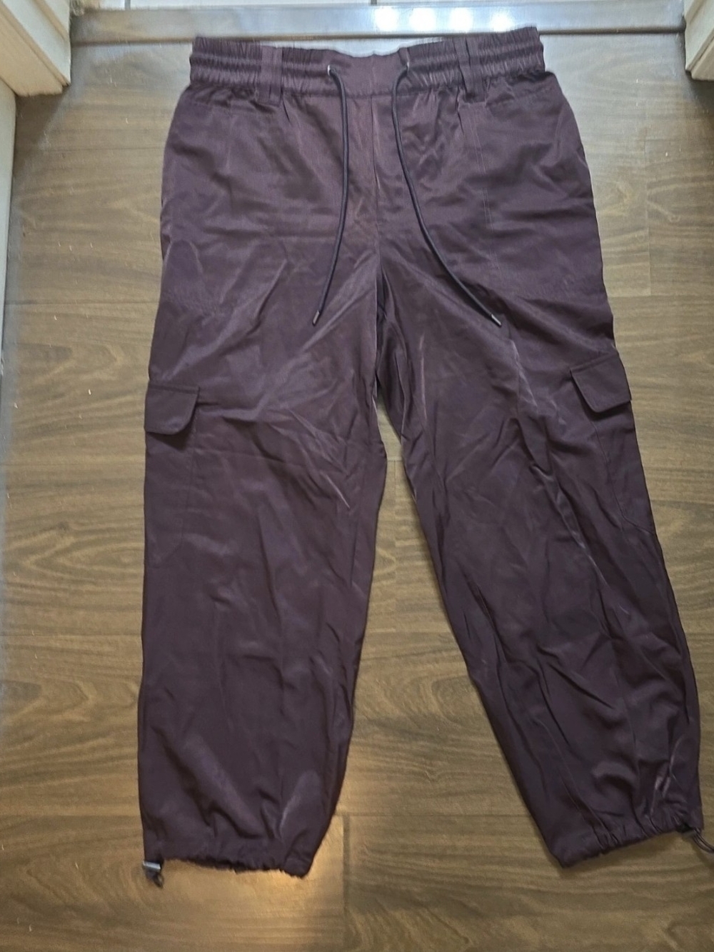 Democracy Silky Women's Cargo Joggers in Deep Plum